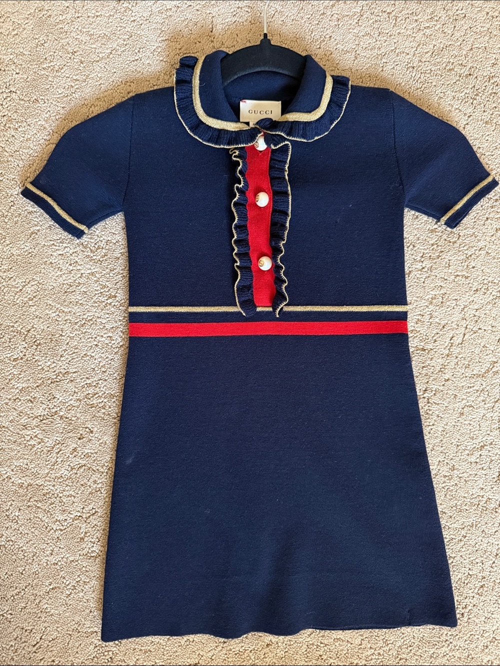 Gucci Navy blue button little girls dress